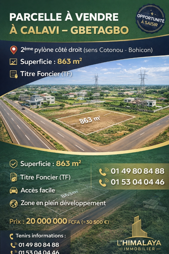 Parcelle à Calavi — Gbetagbo (2ème Pylône)