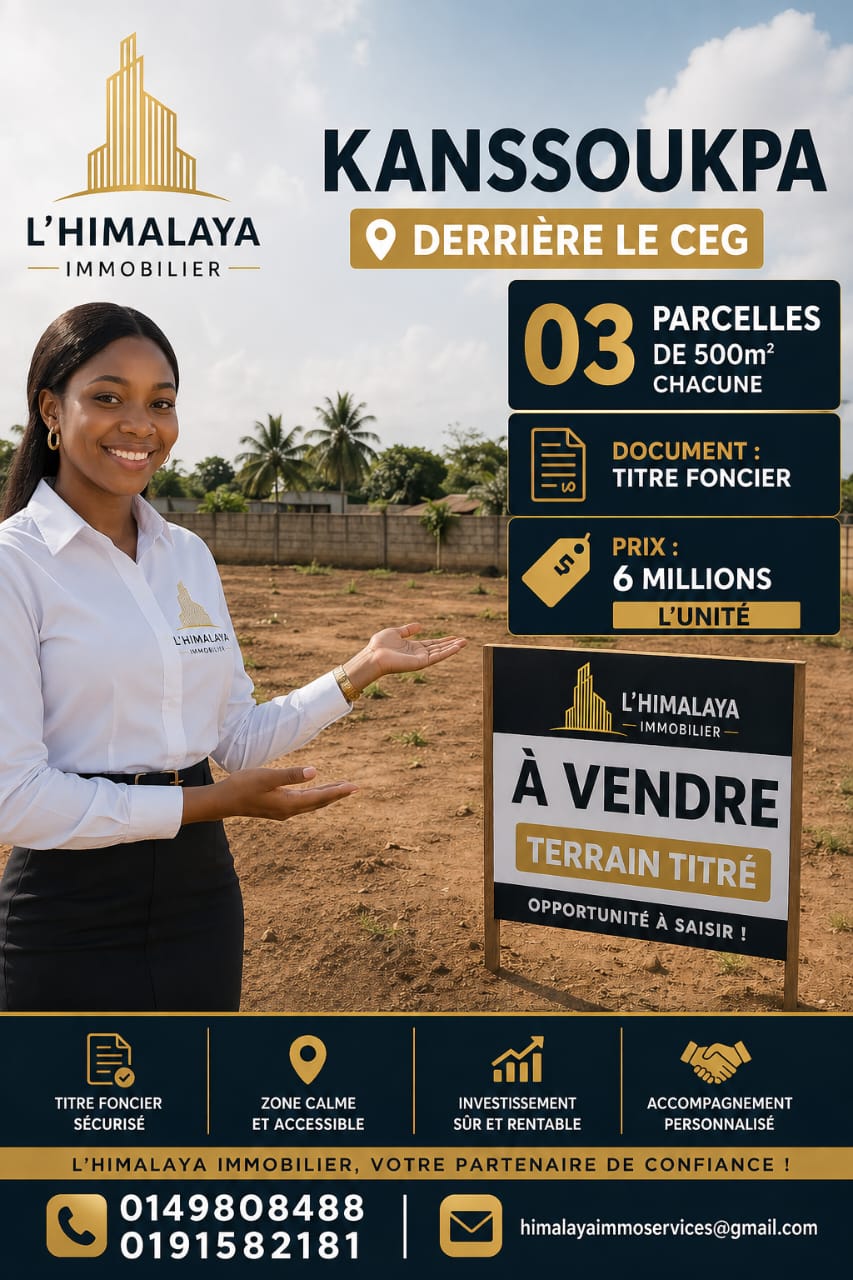 3 Parcelles Titées — Kanssoukpa derrière le CEG